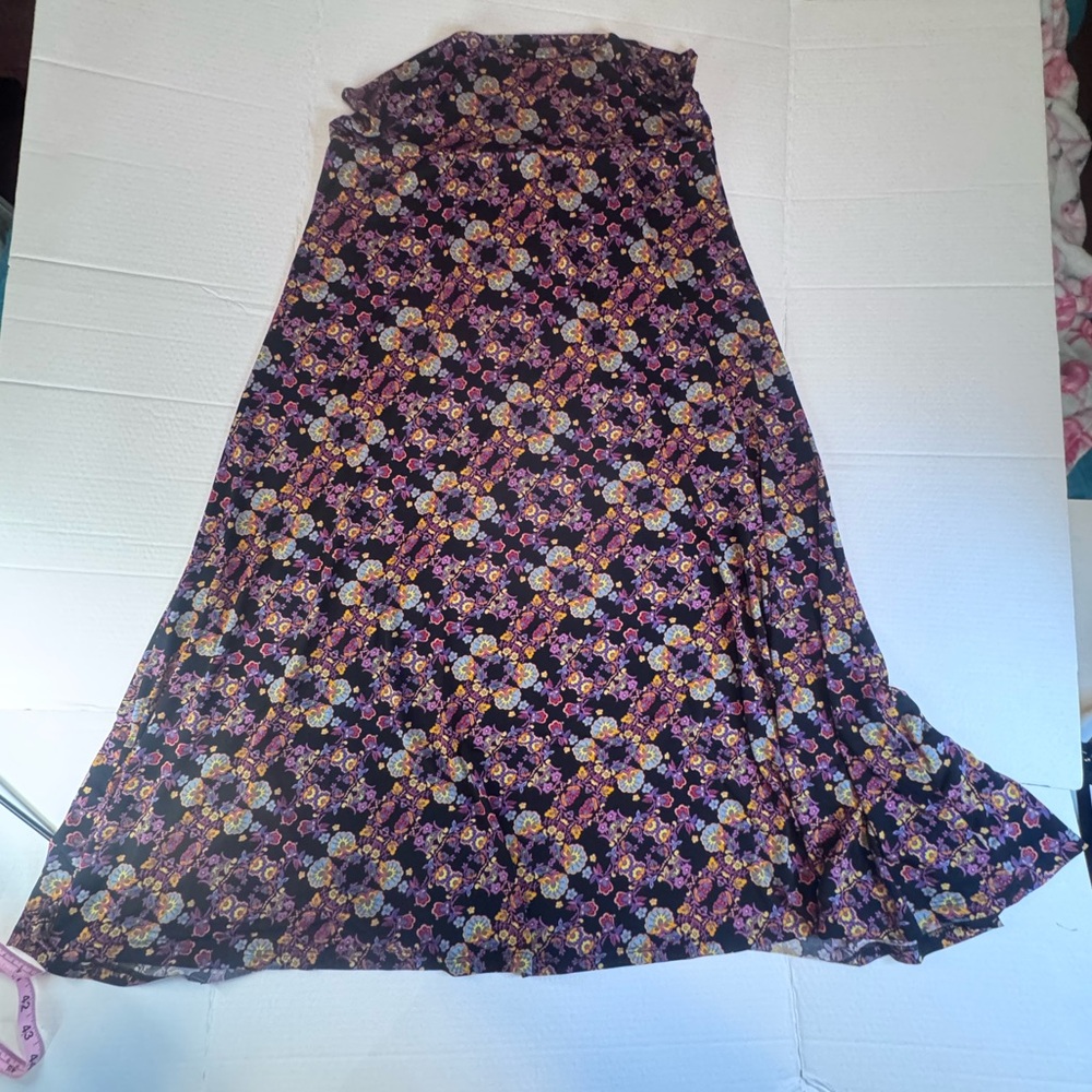 LuLaRoe XL Floral Maxi Skirt A-Line Flowing Foldover Yoga Waist Boho - Picture 5 of 11